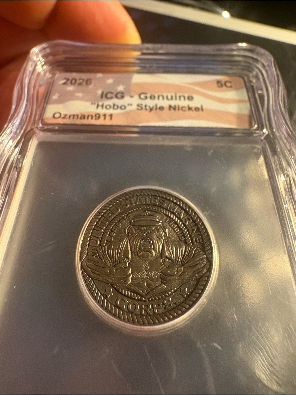 ICG-Encapsulated 'Hobo' Style Nickel - Silver Tone